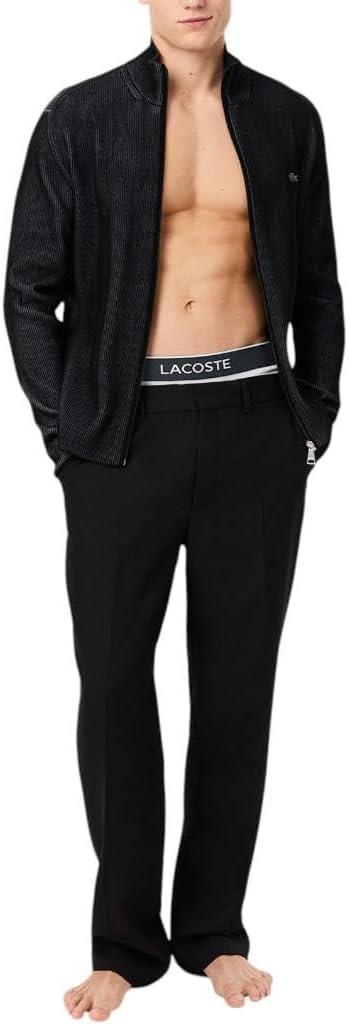 imageLacoste Mens Cotton Stretch Mini Croc Print Trunks 3PackBlackMidnight SmokeDove Grey With Black Waistbands
