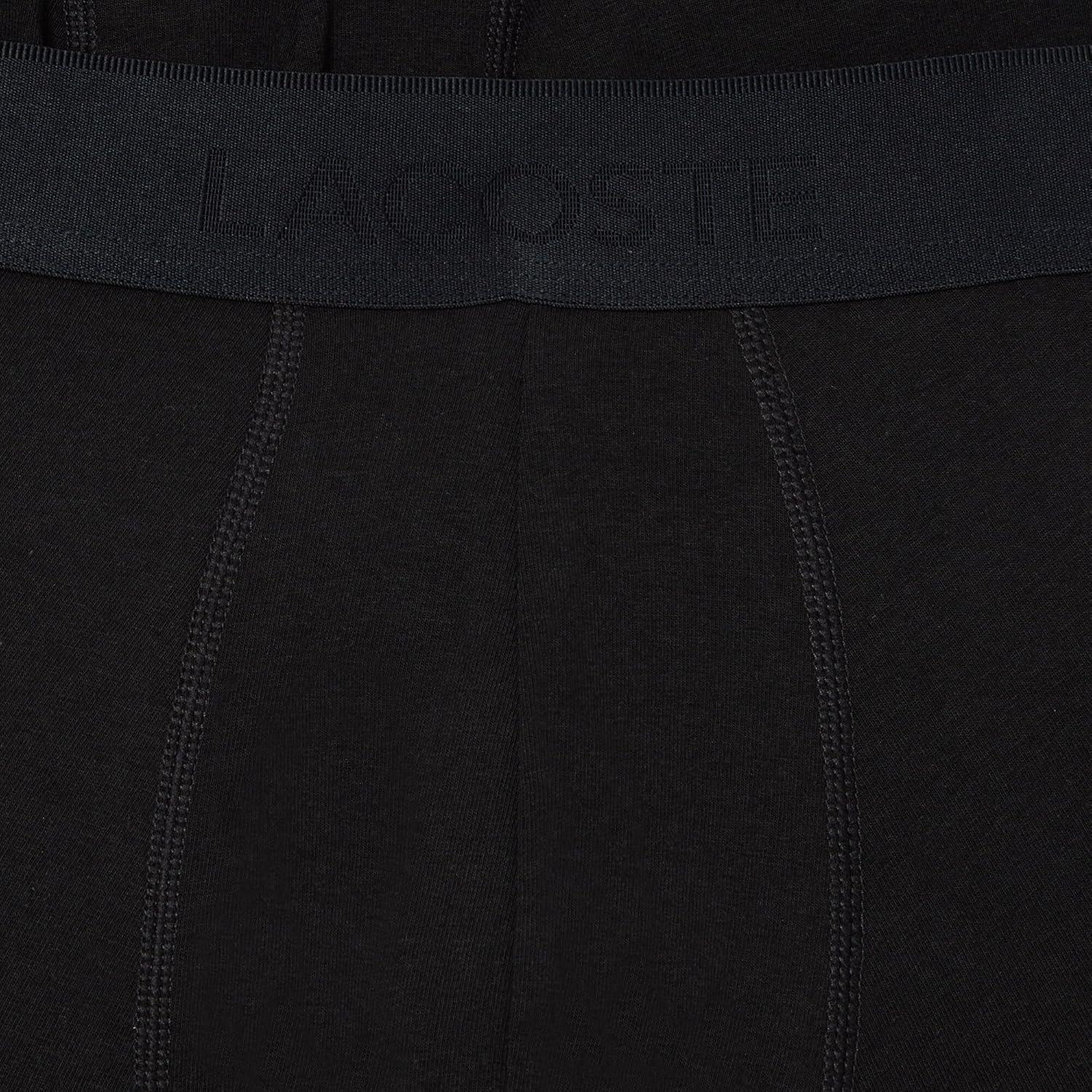 imageLacoste Mens Cotton Stretch Tricolor Waistband Trunks 3PackBlackBlackBlack