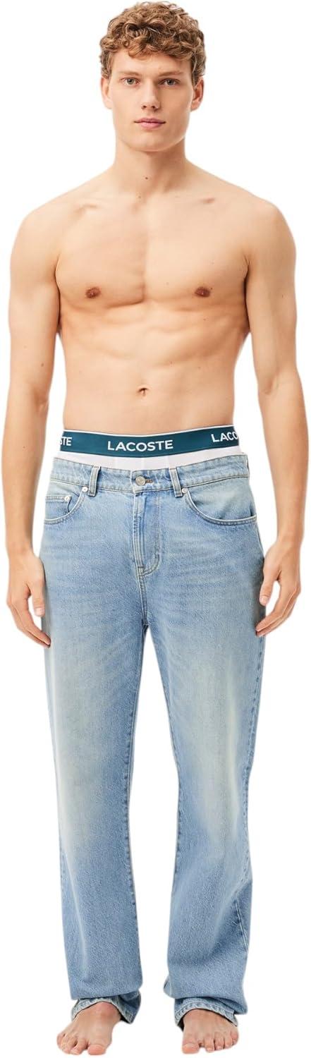 imageLacoste Mens Cotton Stretch Tricolor Waistband Trunks 3PackBlackWhiteGrey