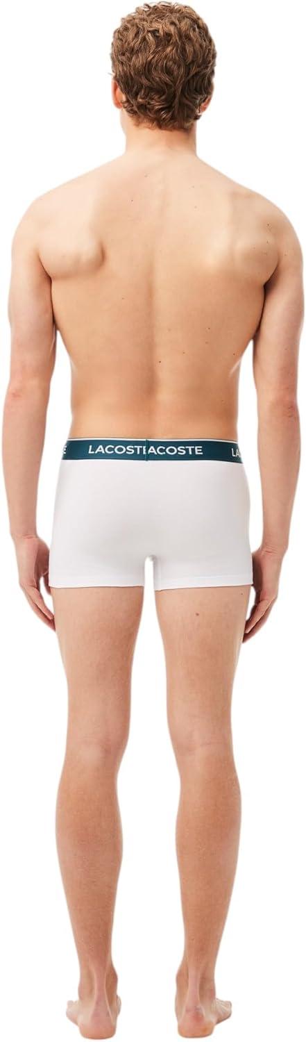 imageLacoste Mens Cotton Stretch Tricolor Waistband Trunks 3PackBlackWhiteGrey