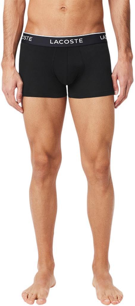 imageLacoste Mens Cotton Stretch Tricolor Waistband Trunks 3PackNavyRoyal BlueLight Blue