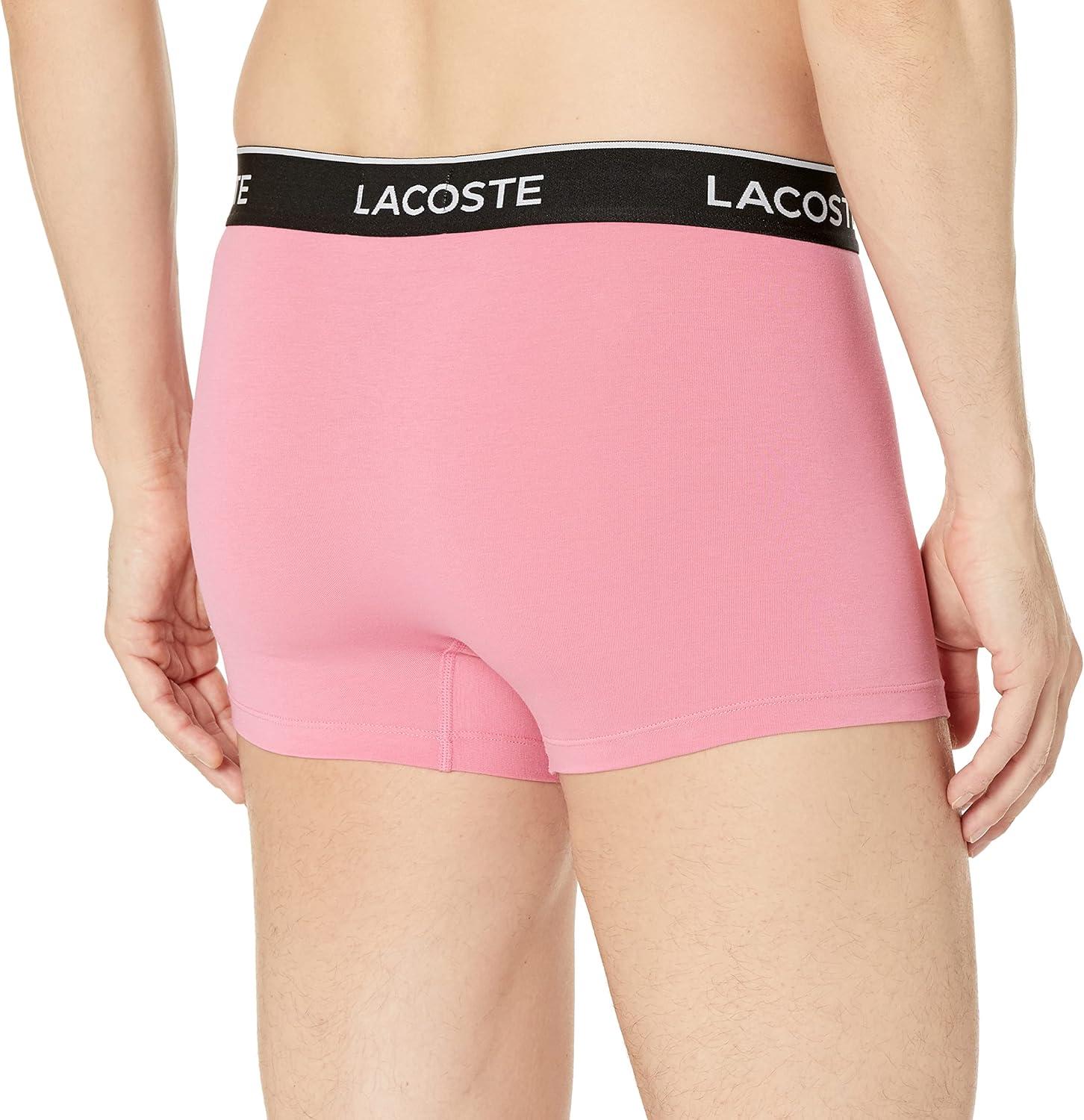 imageLacoste Mens Cotton Stretch Tricolor Waistband Trunks 3PackSage GreyBlackMidnight Smoke