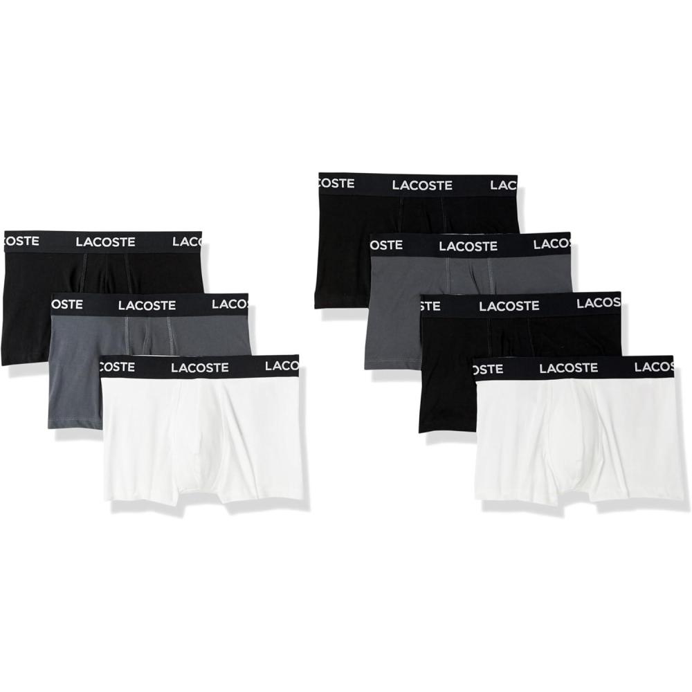 imageLacoste Mens Cotton Stretch Essentials Trunks 7PackBlackWhiteShadow Grey