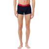 imageLacoste Mens Cotton Stretch Tricolor Waistband Trunks 3PackNavy BlueGreenRed