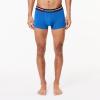 imageLacoste Mens Cotton Stretch Tricolor Waistband Trunks 3PackNavy BlueRoyal BlueLight Blue
