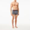 imageLacoste Mens Cotton Stretch Tricolor Waistband Trunks 3PackNavy BlueWhiteNavy Striped