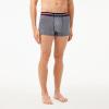 imageLacoste Mens Cotton Stretch Tricolor Waistband Trunks 3PackNavy BlueWhiteNavy Striped