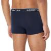 imageLacoste Mens Cotton Stretch Tricolor Waistband Trunks 3PackWhiteNavy BlueBright Blue