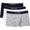 imageLacoste Mens Cotton Stretch Mini Croc Print Trunks 3PackDove GreyNavy BlueWhite
