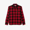 imageLacoste Mens Long Sleeve Checked Gingham ButtonDown ShirtBlackRed