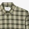 imageLacoste Mens Long Sleeve Checked Gingham ButtonDown ShirtKhaki Medium Check
