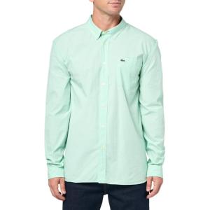 imageLacoste Mens Long Sleeve Checked Gingham ButtonDown ShirtWhiteLiamone