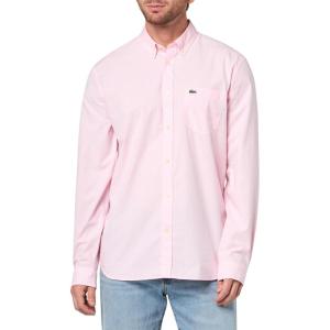 imageLacoste Mens Long Sleeve Checked Gingham ButtonDown ShirtWhiteNidus