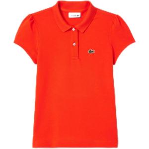 imageLacoste Girls Classic Short Sleeve Piqu Polo ShirtSunrise