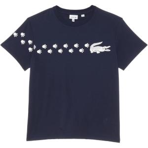 imageLacoste Short Sleeve Paw Print Graphic Tee ShirtNavy Blue