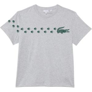imageLacoste Short Sleeve Paw Print Graphic Tee ShirtSilver Grey Chine