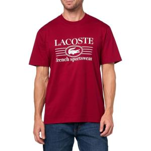 imageLacoste Mens Crew Neck Short Sleeve Classic Fit Branding TShirtBordeaux