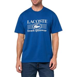 imageLacoste Mens Crew Neck Short Sleeve Classic Fit Branding TShirtFrance Blue