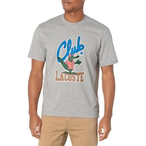 imageLacoste Mens Crew Neck Short Sleeve Relaxed Fit Graphic TShirtArgent Chine