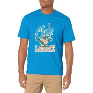 imageLacoste Mens Crew Neck Short Sleeve Relaxed Fit Graphic TShirtHilo Blue