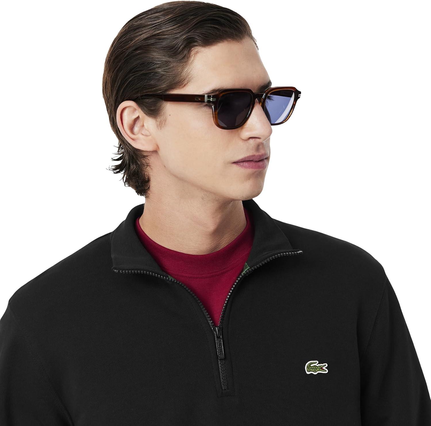 imageLacoste Mens Core Collection Regular Fit Classic Zip Up Mock Neck SweatshirtBlack