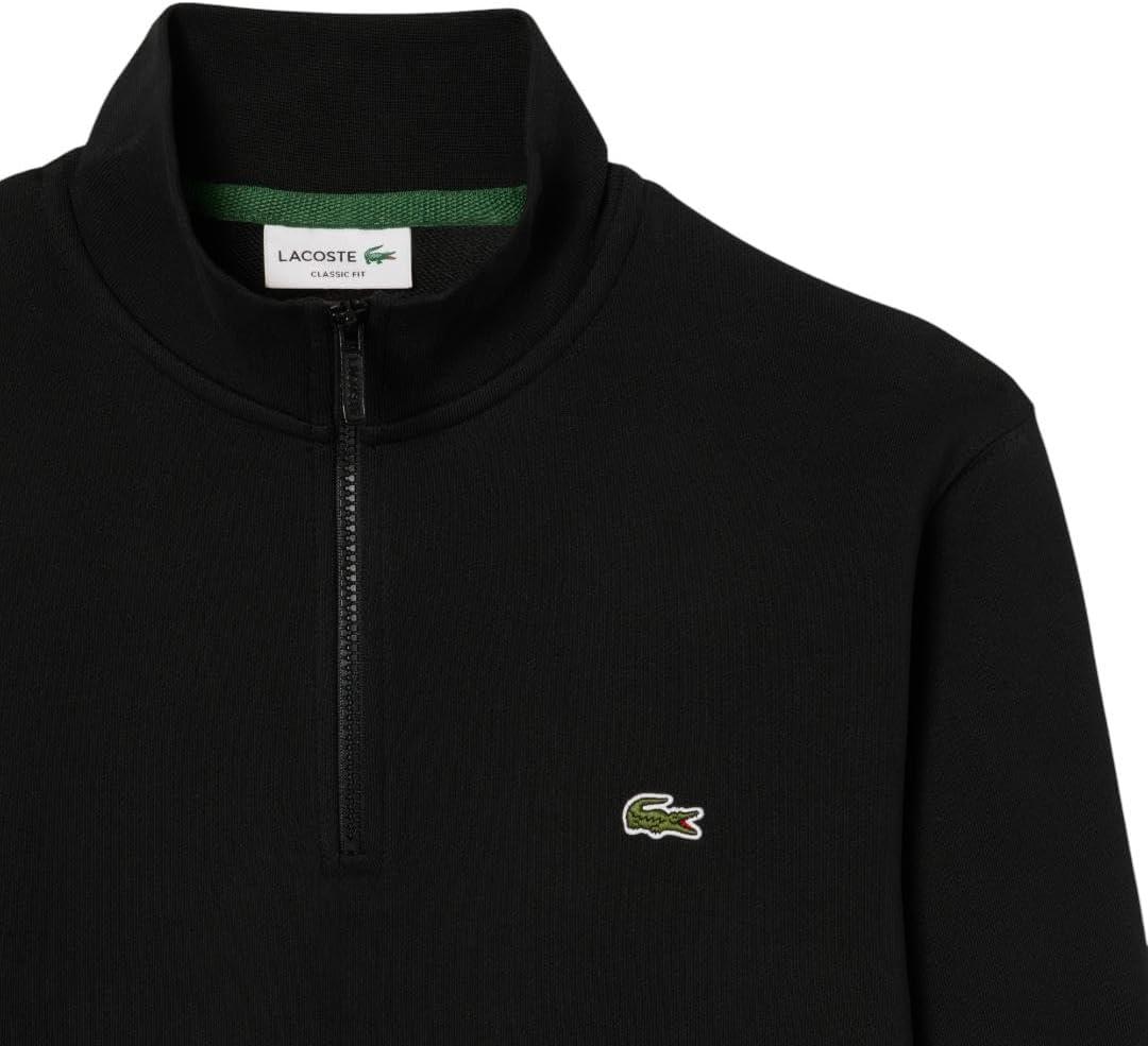 imageLacoste Mens Core Collection Regular Fit Classic Zip Up Mock Neck SweatshirtBlack