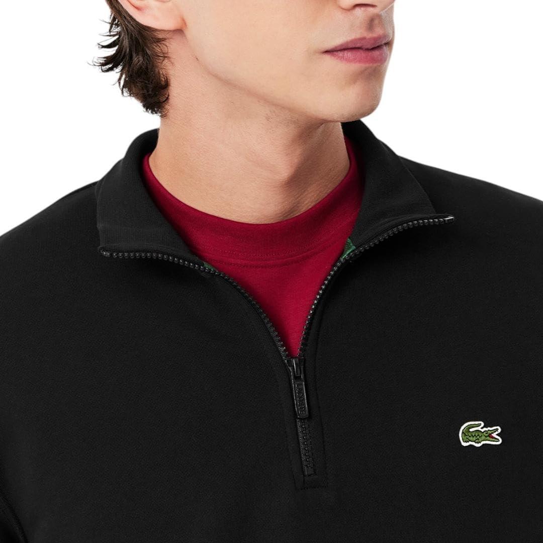 imageLacoste Mens Core Collection Regular Fit Classic Zip Up Mock Neck SweatshirtBlack