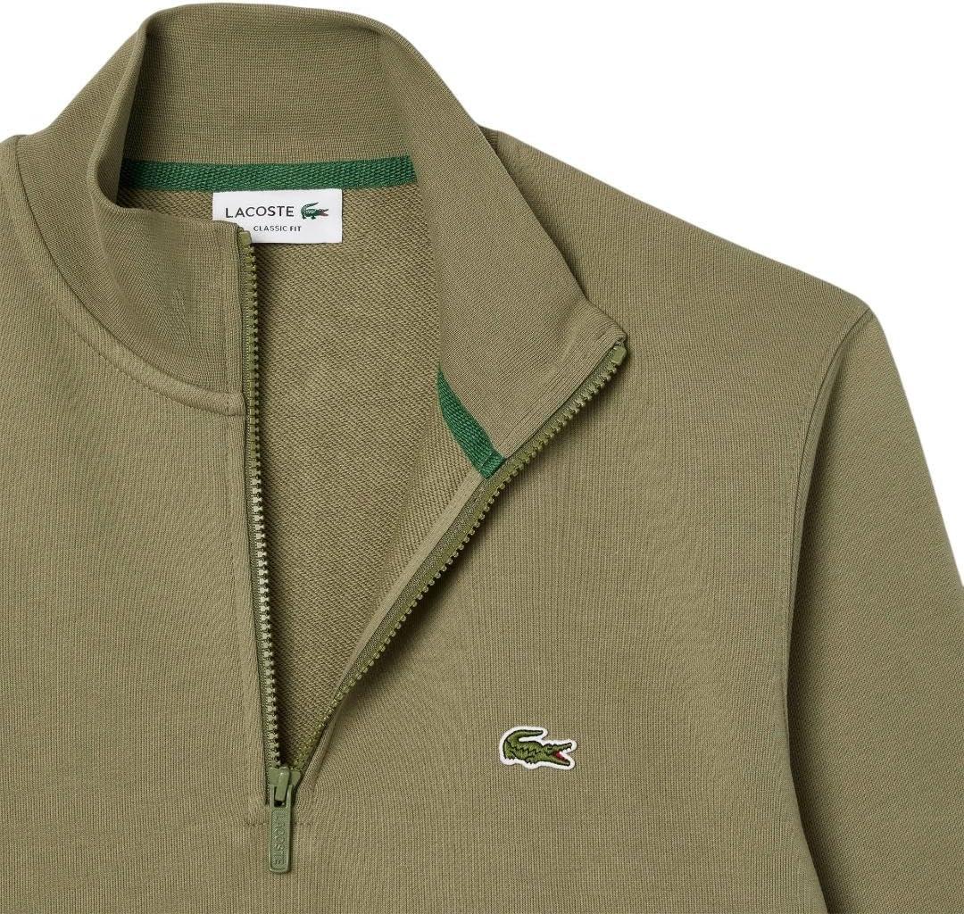 imageLacoste Mens Core Collection Regular Fit Classic Zip Up Mock Neck SweatshirtKhaki