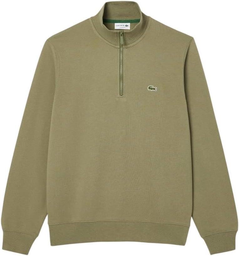 imageLacoste Mens Core Collection Regular Fit Classic Zip Up Mock Neck SweatshirtKhaki