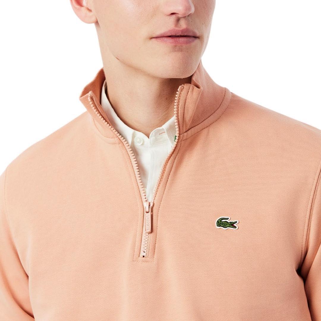 imageLacoste Mens Core Collection Regular Fit Classic Zip Up Mock Neck SweatshirtLatte
