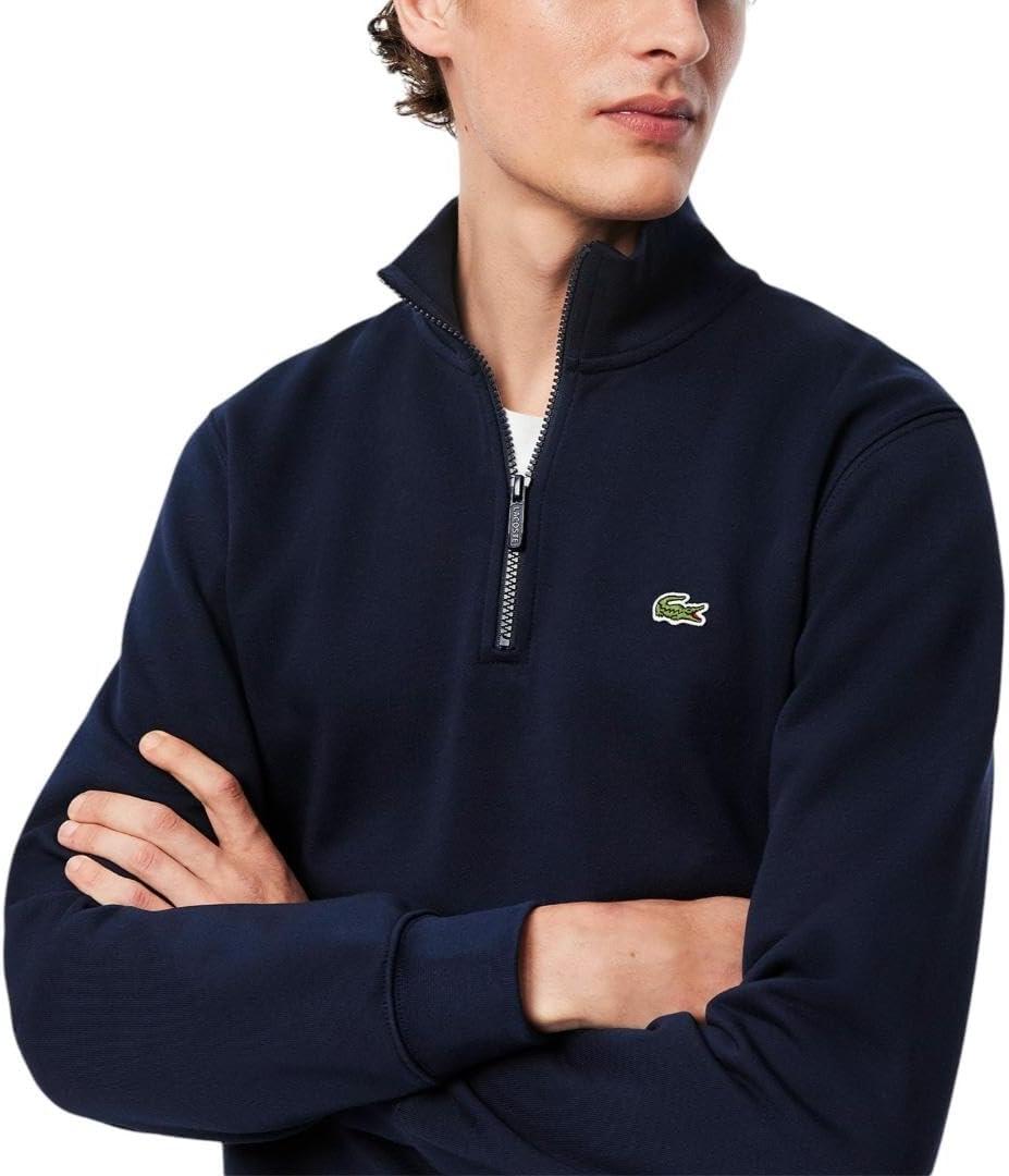 imageLacoste Mens Core Collection Regular Fit Classic Zip Up Mock Neck SweatshirtNavy Blue