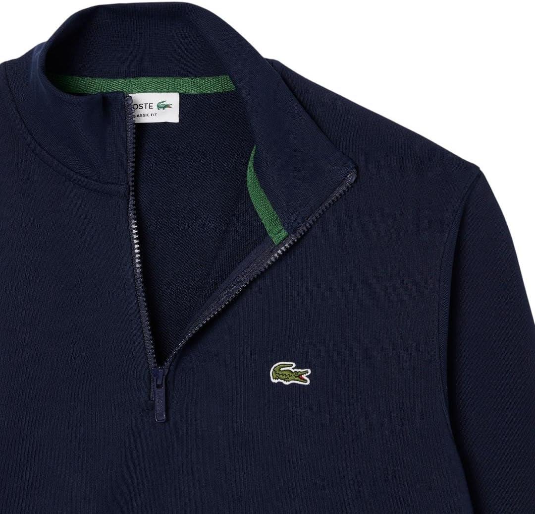 imageLacoste Mens Core Collection Regular Fit Classic Zip Up Mock Neck SweatshirtNavy Blue