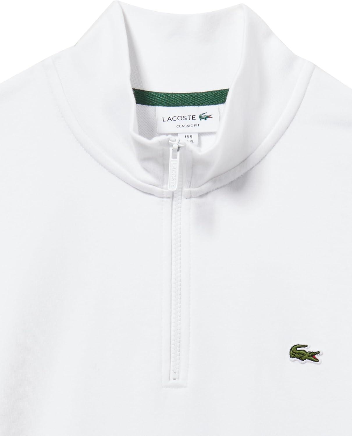 imageLacoste Mens Core Collection Regular Fit Classic Zip Up Mock Neck SweatshirtWhite