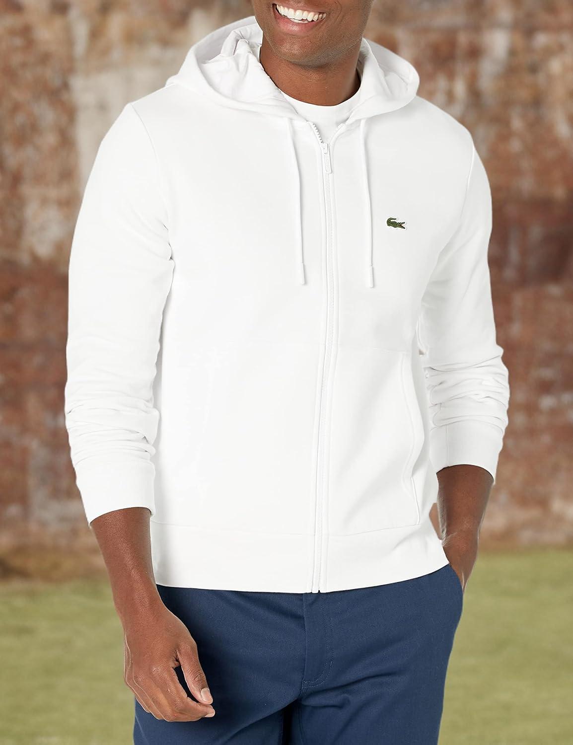 imageLacoste Mens Ls Solid Full ZipBlanc