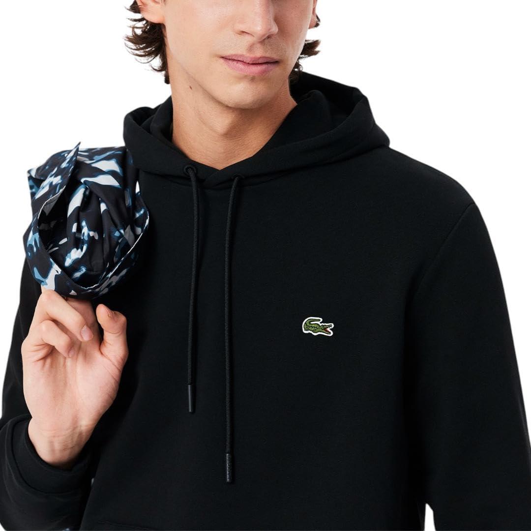 imageLacoste Mens NonBrushed Fleece HoodieBlack