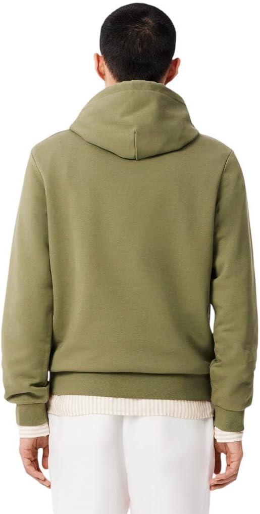 imageLacoste Mens NonBrushed Fleece HoodieKhaki