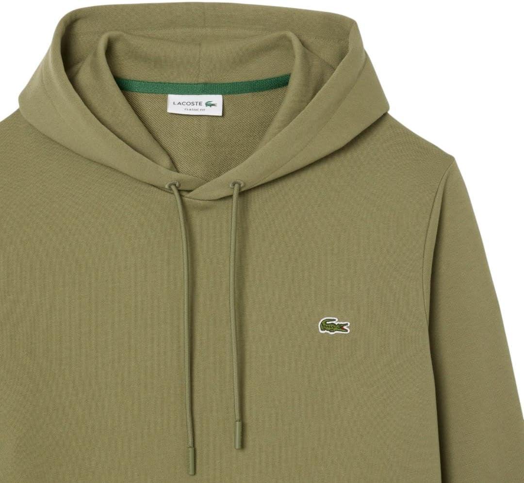 imageLacoste Mens NonBrushed Fleece HoodieKhaki