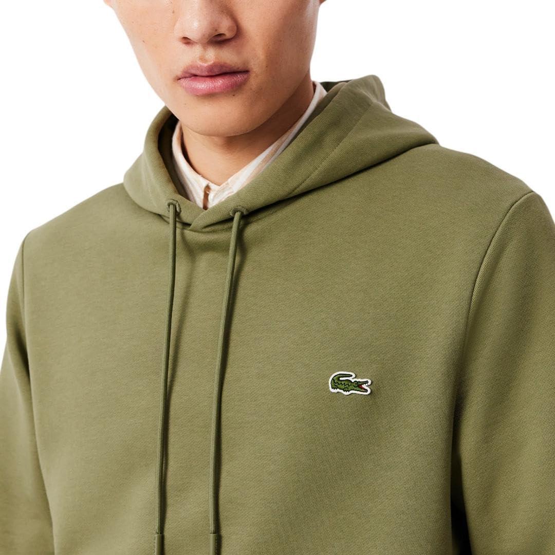 imageLacoste Mens NonBrushed Fleece HoodieKhaki