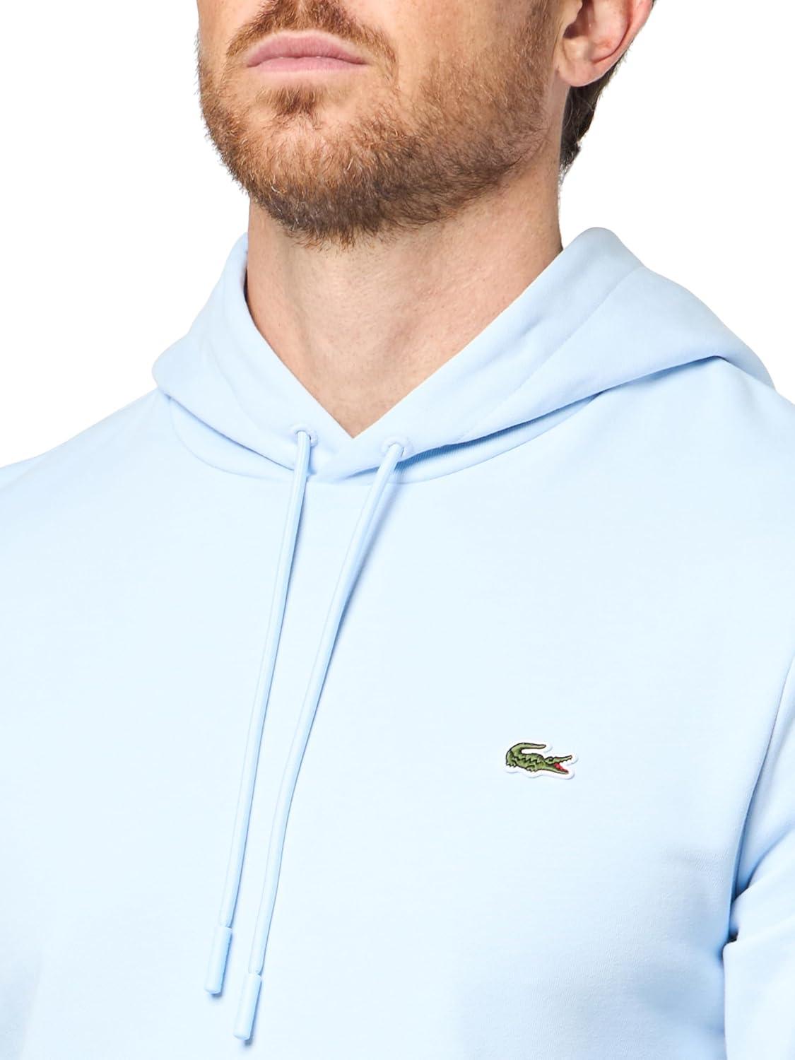 imageLacoste Mens NonBrushed Fleece HoodieLight Blue