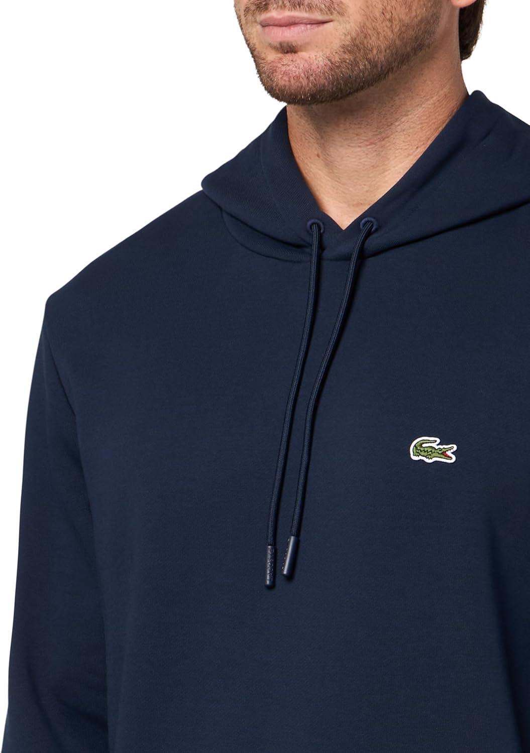 imageLacoste Mens NonBrushed Fleece HoodieNavy Blue