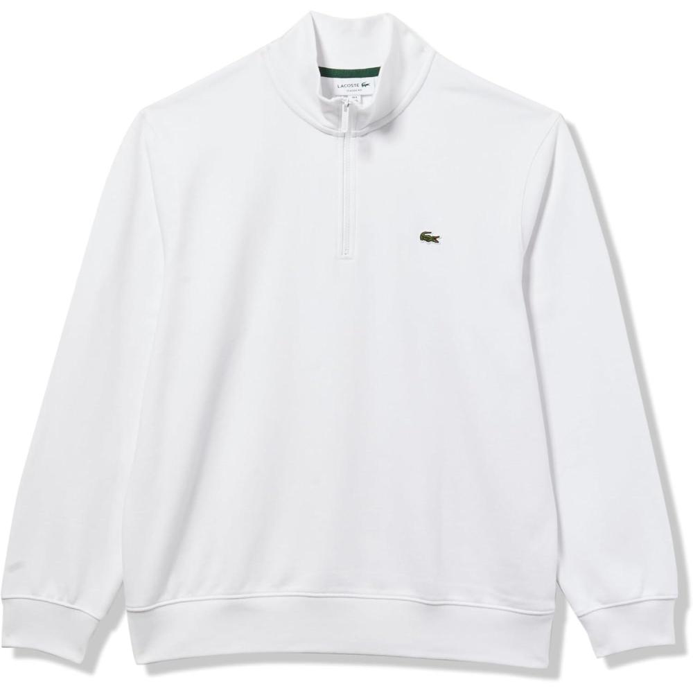 imageLacoste Mens Core Collection Regular Fit Classic Zip Up Mock Neck SweatshirtWhite