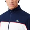 imageLacoste Mens Print Branding Zipped Sport SweatshirtNavy BlueWhiteGrenadine Red