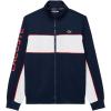 imageLacoste Mens Print Branding Zipped Sport SweatshirtNavy BlueWhiteGrenadine Red