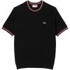 imageLacoste Mens Short Sleeve Classic Fit Crew Neck SweaterBlack  Grenadine Red   Off White