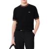 imageLacoste Mens Short Sleeve Classic Fit Crew Neck SweaterBlack  Grenadine Red   Off White