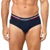 imageLacoste Mens Cotton Stretch Tricolor Waistband Briefs 3PackNavy BlueGreyRed