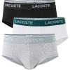 imageLacoste Mens Cotton Stretch Jersey Briefs 3 PackBlackWhiteDove Grey New
