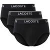 imageLacoste Mens Stretch Cotton Jersey Essentials Briefs 3PackBlack With Black Waistbands New
