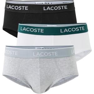 imageLacoste Mens Cotton Stretch Jersey Briefs 3 PackBlackWhiteDove Grey New