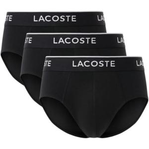 imageLacoste Mens Stretch Cotton Jersey Essentials Briefs 3PackBlack With Black Waistbands New
